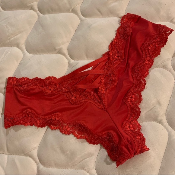 VS Vintage Red Strappy Lace Up Back Panty - Picture 1 of 5